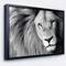 Designart - Lion Head in Grey - Animal Canvas Art Print in Black Frame